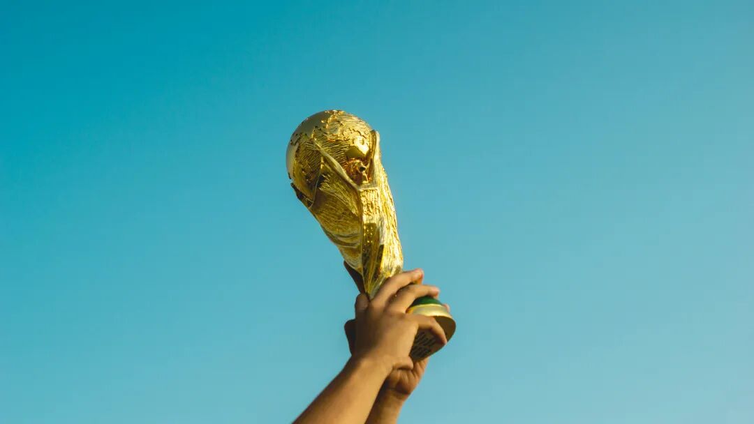 person holding gold trophy